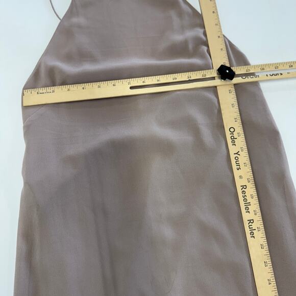 ASOS Dress Womens 0 Taupe Pink Halter Maxi V Back Slit Hem - Picture 6 of 7